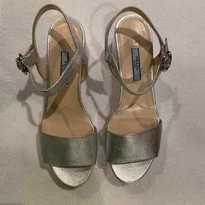 Brand New Prada Silver Platform Sandal